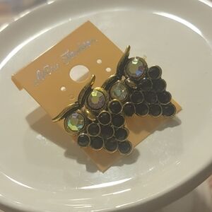 Black and Gold Owl Cluster Earrings